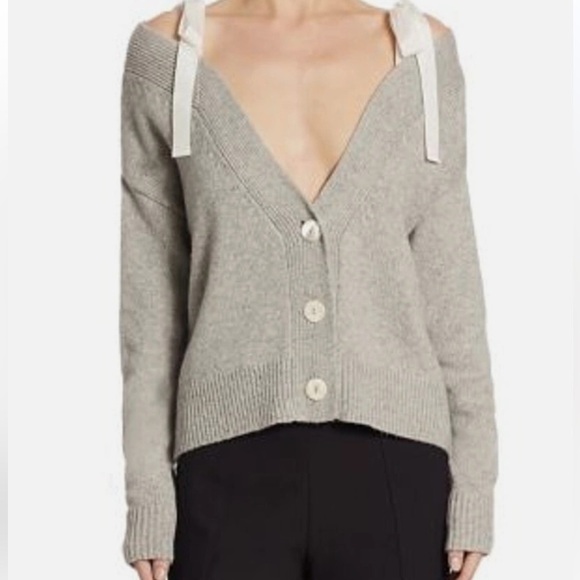 cinq a sept Sweaters - Cinq A Cept Sz XS Dash Cardigan Gray Button-Up Sweater Off shoulder Wool Cozy